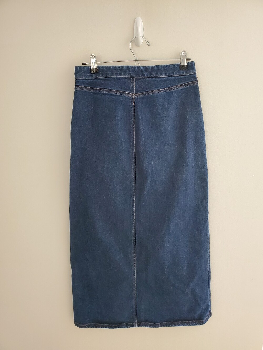 Gap Vintage Y2K 2000s Denim Dark Wash Front Slit Stretch Maxi Skirt Women's 6 - Picture 2 of 7